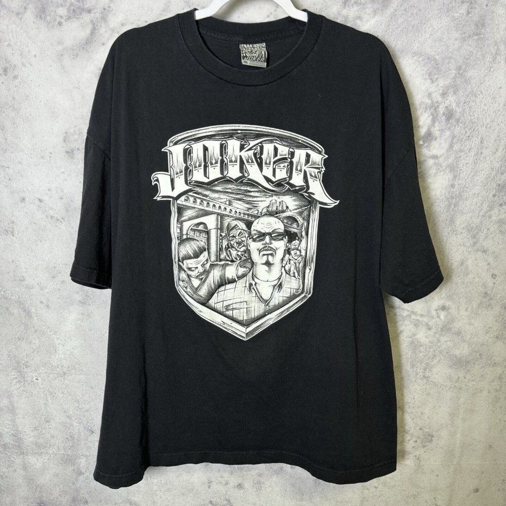 Vintage Joker T Shirt Mens 3XL Black Short Sleeve Y2K Hispanic Culture